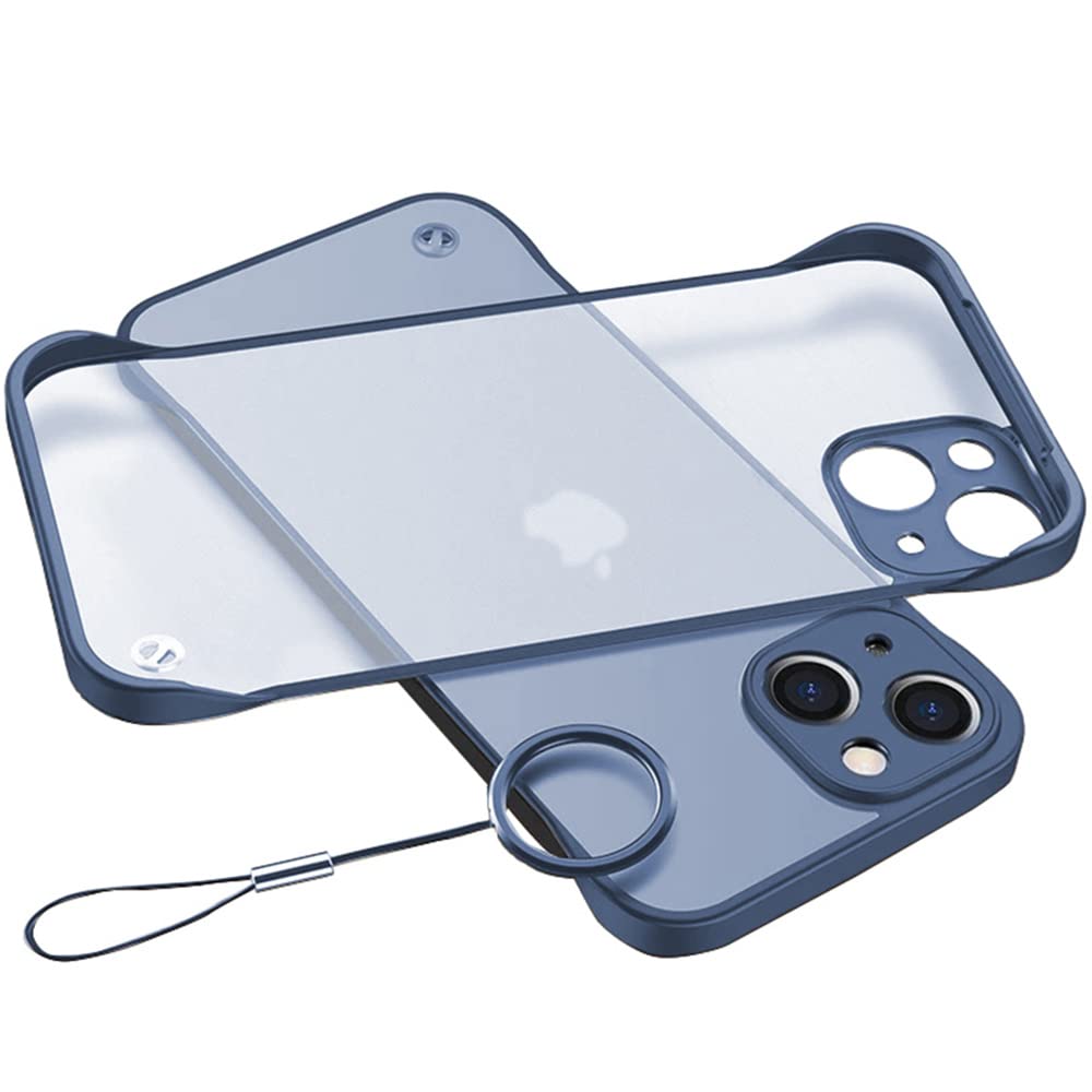 Frameless Camera Protect Hard Back Cover Case for iPhone 13 (Blue, Polycarbonate)